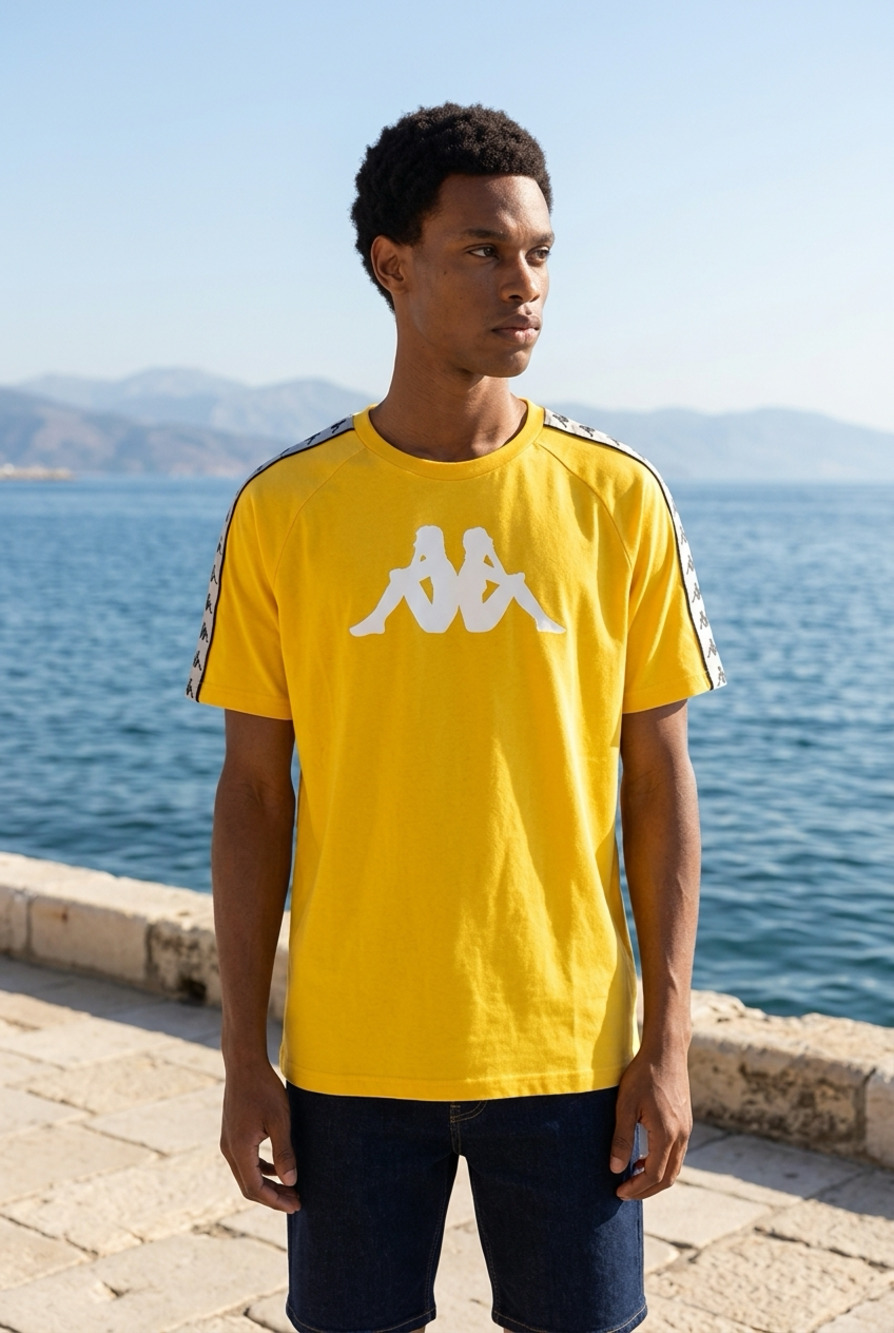 Kappa Logo Tape Davirec T-Shirt in Yellow 3XL